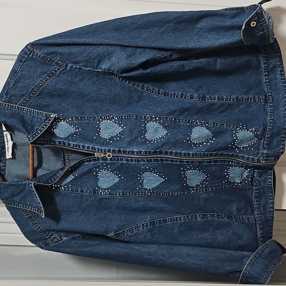 Blue Denim Jacket with Heart Details